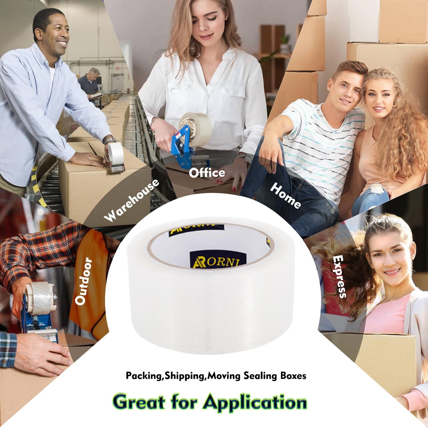 APORNI Clear Packing Tape Heavy Duty Refill Rolls Sealing Great for Packing Box Shipping and Moving Supplies Packaging 36 Rolls 1.88" x 65 Yards 3" Core 2.7 Mil Thick Adhesive