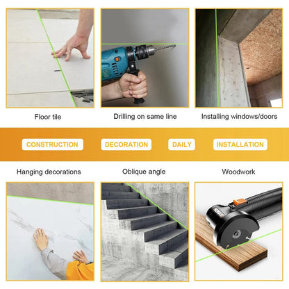 Laser Level Self-Leveling 4 x 360° - 4D Green Cross Bright Line Laser 100ft Range - Lazer Leveler Tool for Drop Ceiling, Picture Hanging, Tile Installation, Indoor DIY & Construction
