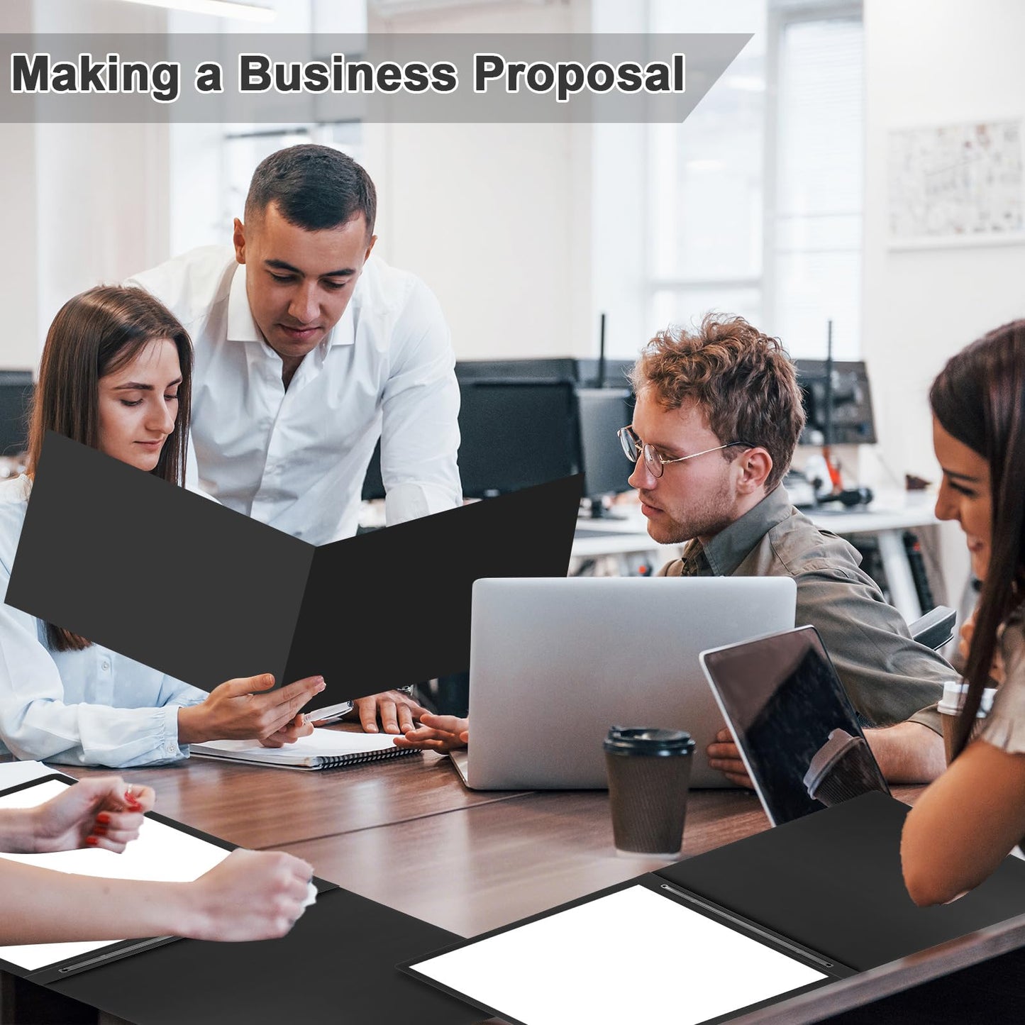 gisgfim 40 Pcs 11'' x 17'' Pressboard Report Cover 3" Capacity Metal Prong Paper Fastener with Compressor Presentation Binder Folder to Neatly Bind Reports Proposals Transcripts Document(Black)