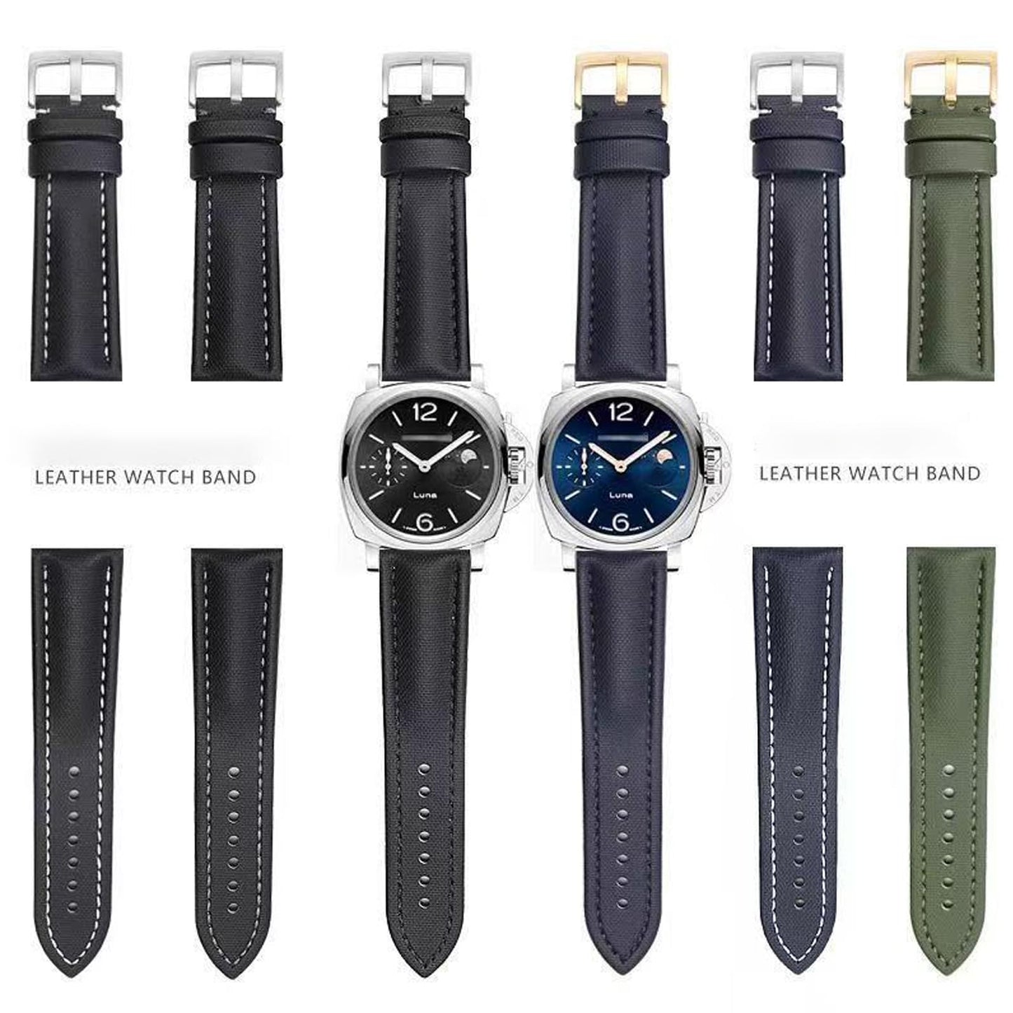 Aoeiwv Nylon Leather Watch Band Quick Release Waterproof Resistant Oxford Fabric Durable Hybrid Premium Nylon Fiber Genuine Leather Universal Replacement Strap 18mm 19mm 20mm 21mm 22mm for Men Women