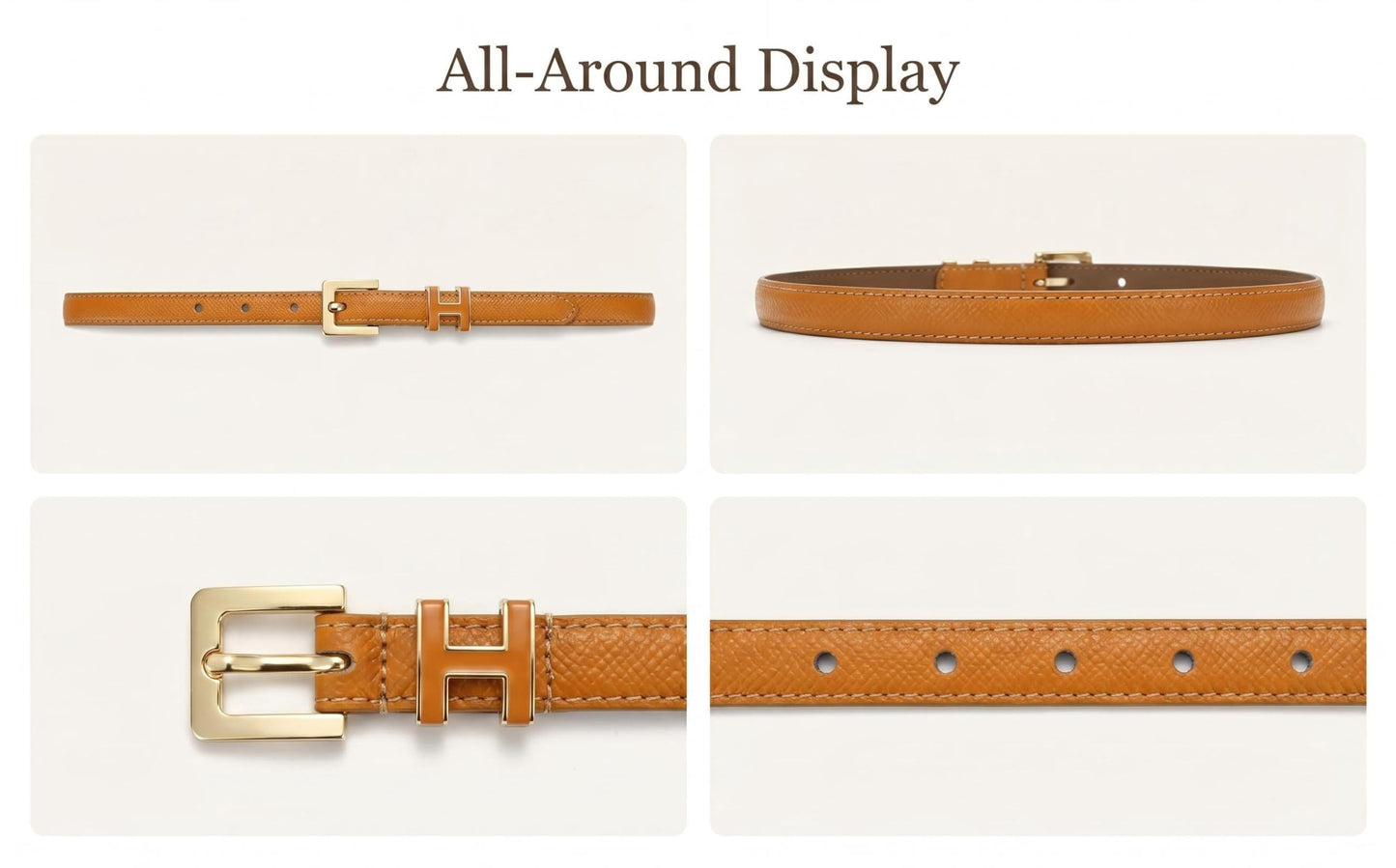 Yuangu Women Skinny Leather Belt Thin Waist Jeans Belt for Dress in Pin Buckle Belt (Orange, 105CM/Fit Waist Size 24-33 Inches)