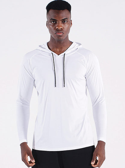 CADMUS Men's Workout Long Sleeve Fishing Shirts UPF 50+ Sun Protection Dry Fit Hoodies,1 Pack,096,White,X-Large