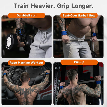 MOST GRIP Non-Slip Gym Wrist Sraps for Weightlifting, Double Rubber Weight Lifting Straps with D Rings for Cable Machine Workout, Wrist Wraps with Cushion Wrist Loop for Men Women Deadlift