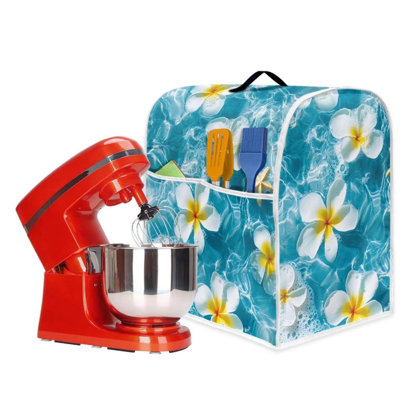 HUISEFOR Blue Plumeria Stand Mixer Cover 4.5-5 Quart Kitchen Mixer Cover Tropical Food Processor Protective Covers Dust Protection Insulated Kitchen Decoration Gift for Friends