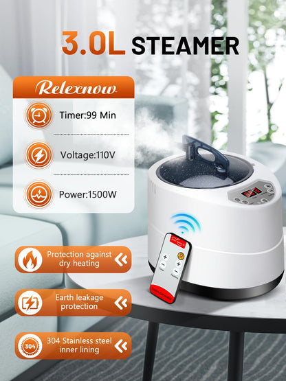 Portable Sauna Box for Home, Personal SPA Steam Sauna with 10 Min Fast Heating & 9 Levels Heat, Warm Sauna Tent with 3L/1500W Steamer, Folding Chair, Remote Control for Body Relaxation