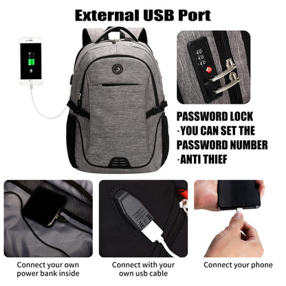 SHRRADOO Anti Theft Laptop Backpack Travel Backpacks with usb Charging Port for Women Men High School College Backpack Computer Bag Fits 17 Inch Laptop,Black