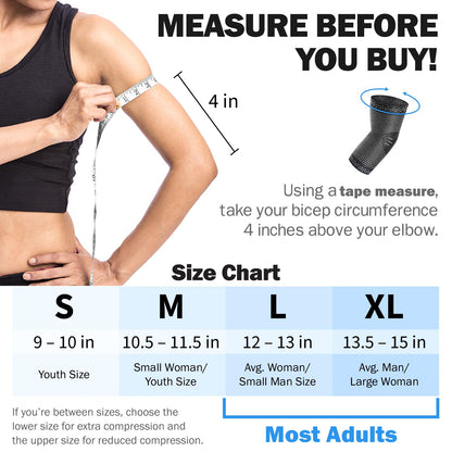 POWERLIX Elbow Brace Compression Support - Elbow Sleeve for Tendonitis, Tennis Brace and Golfers Treatment, Arthritis, Workouts, Weightlifting – Reduce Elbow Pain (Black, S)