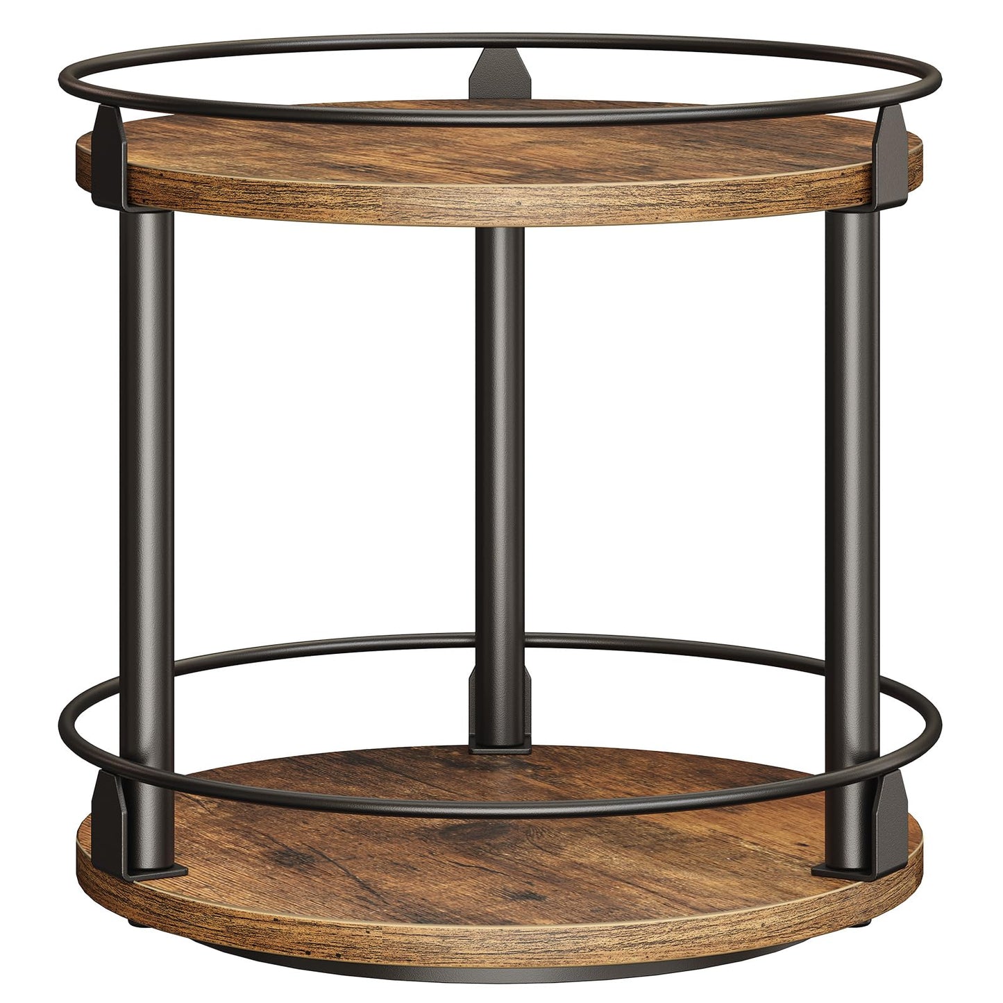 3-Tier Lazy Susan Organizer, Rotating Spice Rack, Spinning Organizer, Industrial Turntable Spice Rack Organizer for Cabinet, Kitchen Countertop, Pantry, Rustic Brown and Black SR23BR