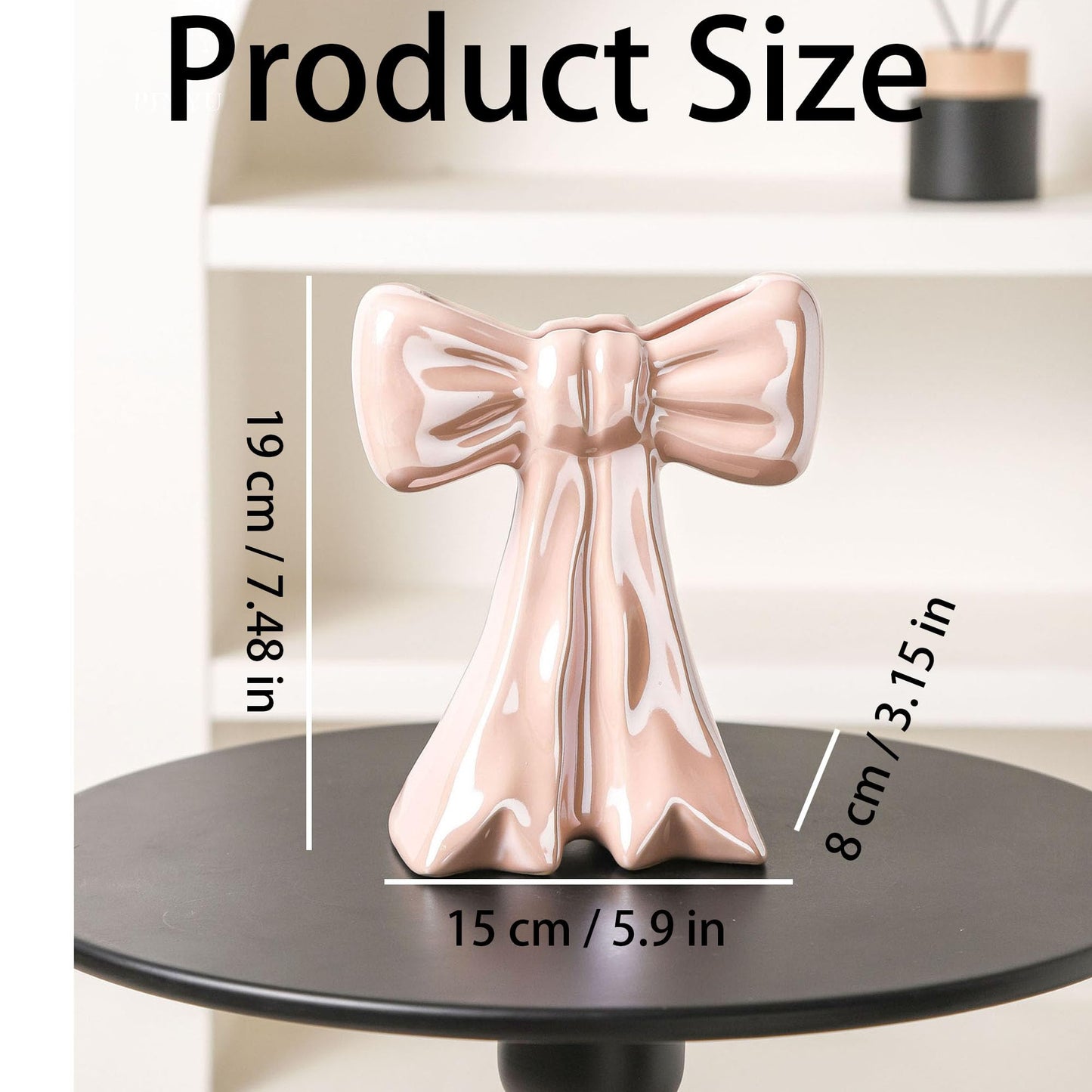Disoza Bow Vase Pink Vase Ceramic Cute Decorative Flower Tulip Farmhouse Dazzling Modern Home Decor Pampas Grass for Table Bathroom Shelf