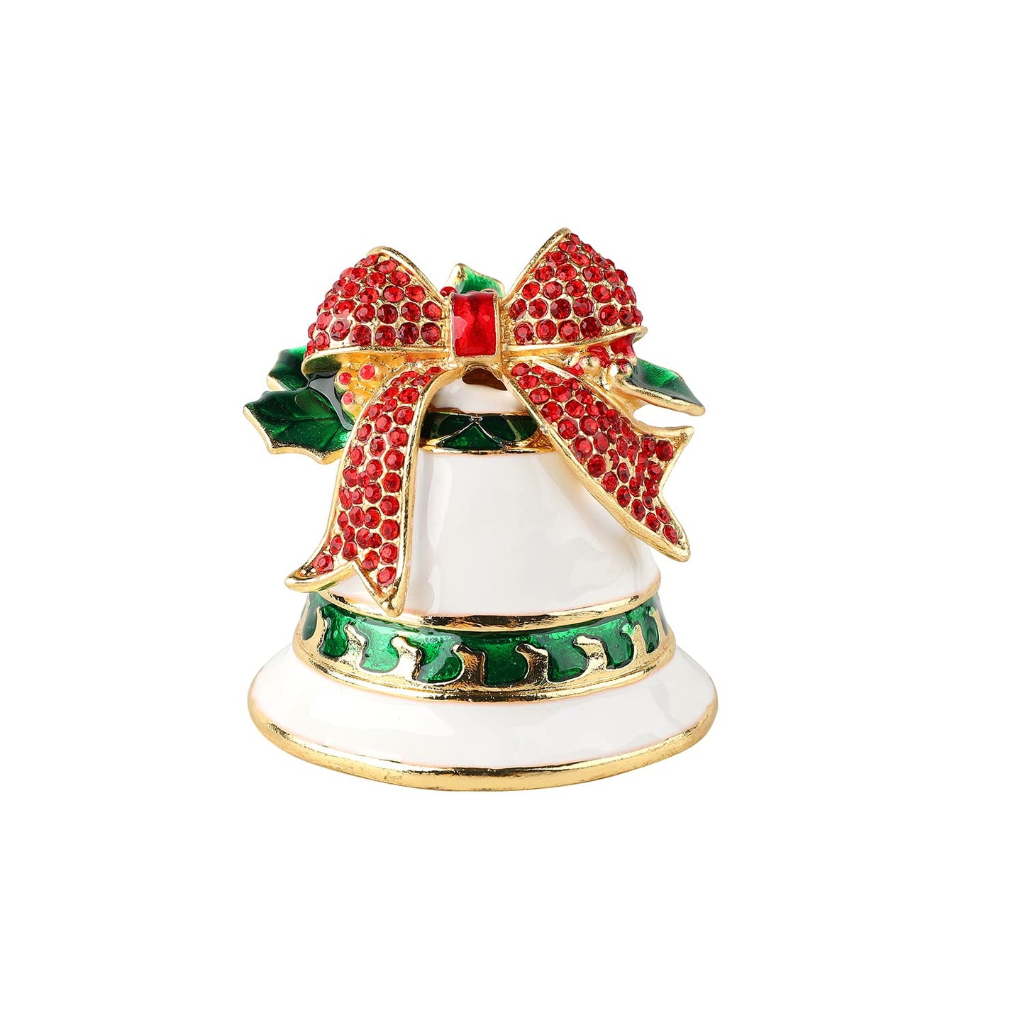 Janshe Cul Christmas Bell Trinket Boxes Hinged Hand-Painted Figurine Enamel Ornaments Craft Unique Xmas Gift for Home Decor(White)