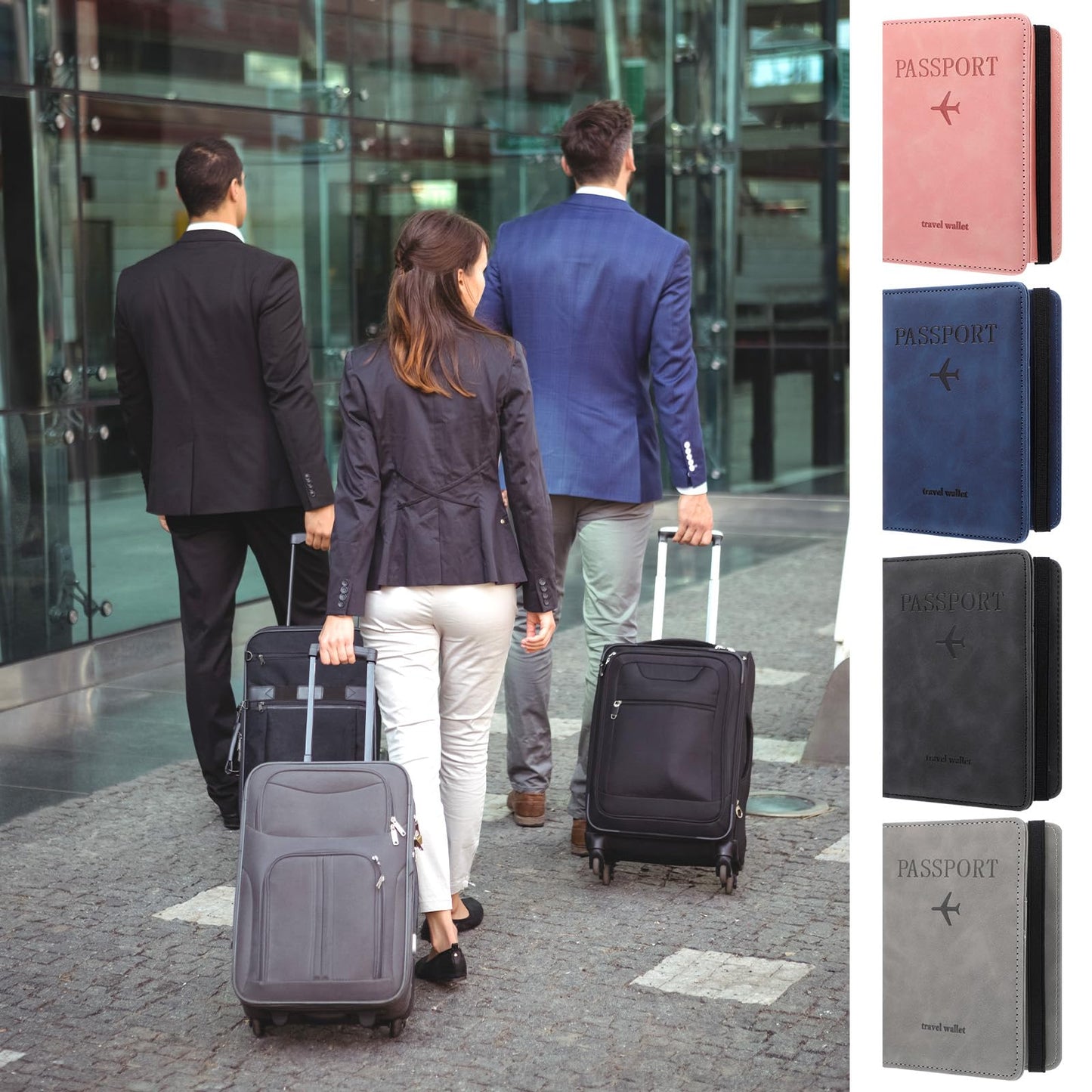 4 PCS Passport Holder Cover Combo Leather Passport Holder Combo with Vaccine Card Slot Passport Cover Passport Case Cover Protector PU Travel Documents Organizer for Women and Men Passport Wallet