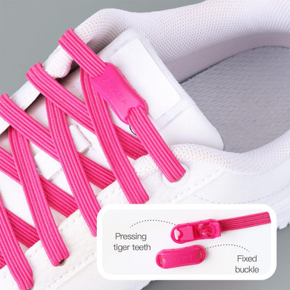Booyckiy No Tie Elastic Shoelaces for Kids, Adults and Elderly, Adjustable Tieless Shoe Laces for Sneakers Boots and Casual Shoes - 16 Colors, 41 inch, White