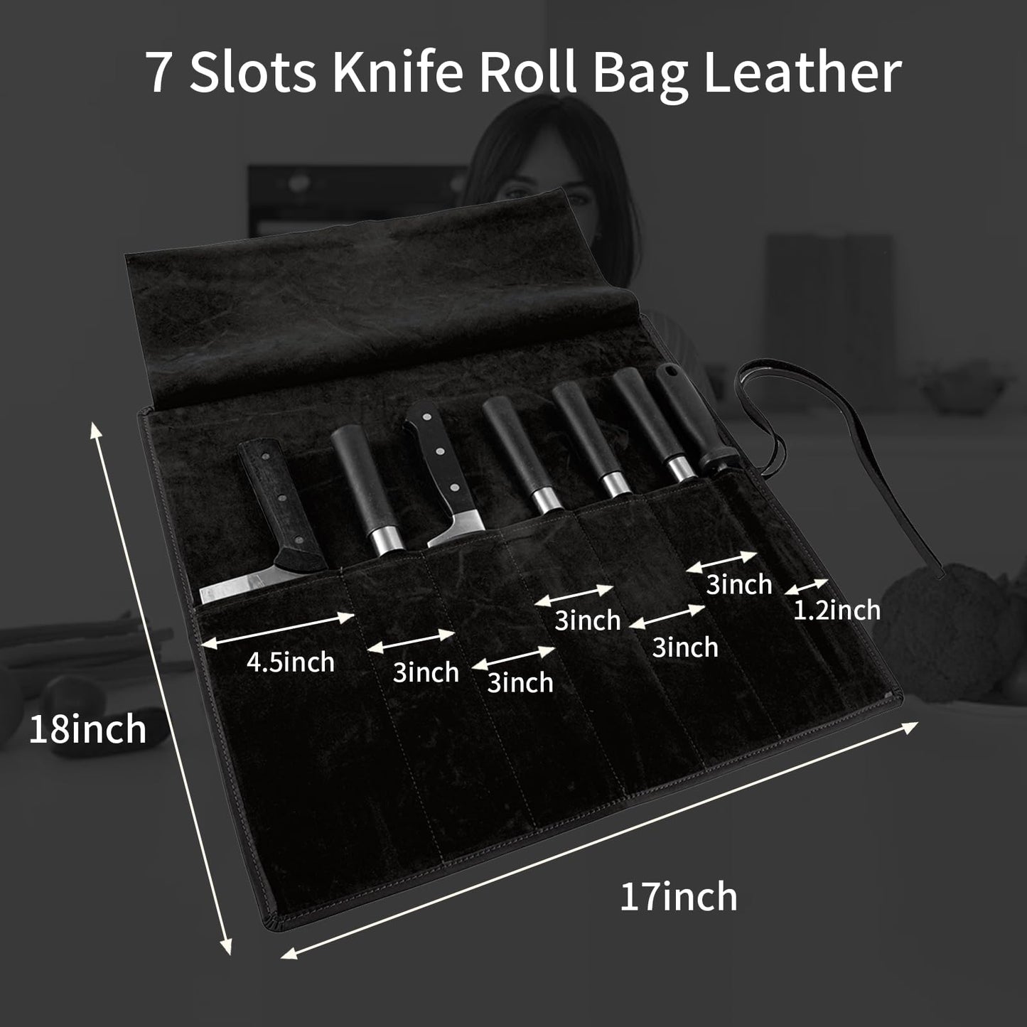 Genuine Leather Knife Roll, Knife Bags for Chefs Professional, Small Chef'S Knife Case Holder, Knives Holders Protectors with 7 Slots