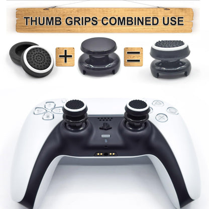 ZHI-NYLLDJS FPS Thumb Grips for PS5,for PS4 Thumb Grip Caps,Controller Assist/Precision Rings for PS5/4,Case,(FPS Thumb Grips,Stick Caps,Precision Rings) Black Set(22pcs)