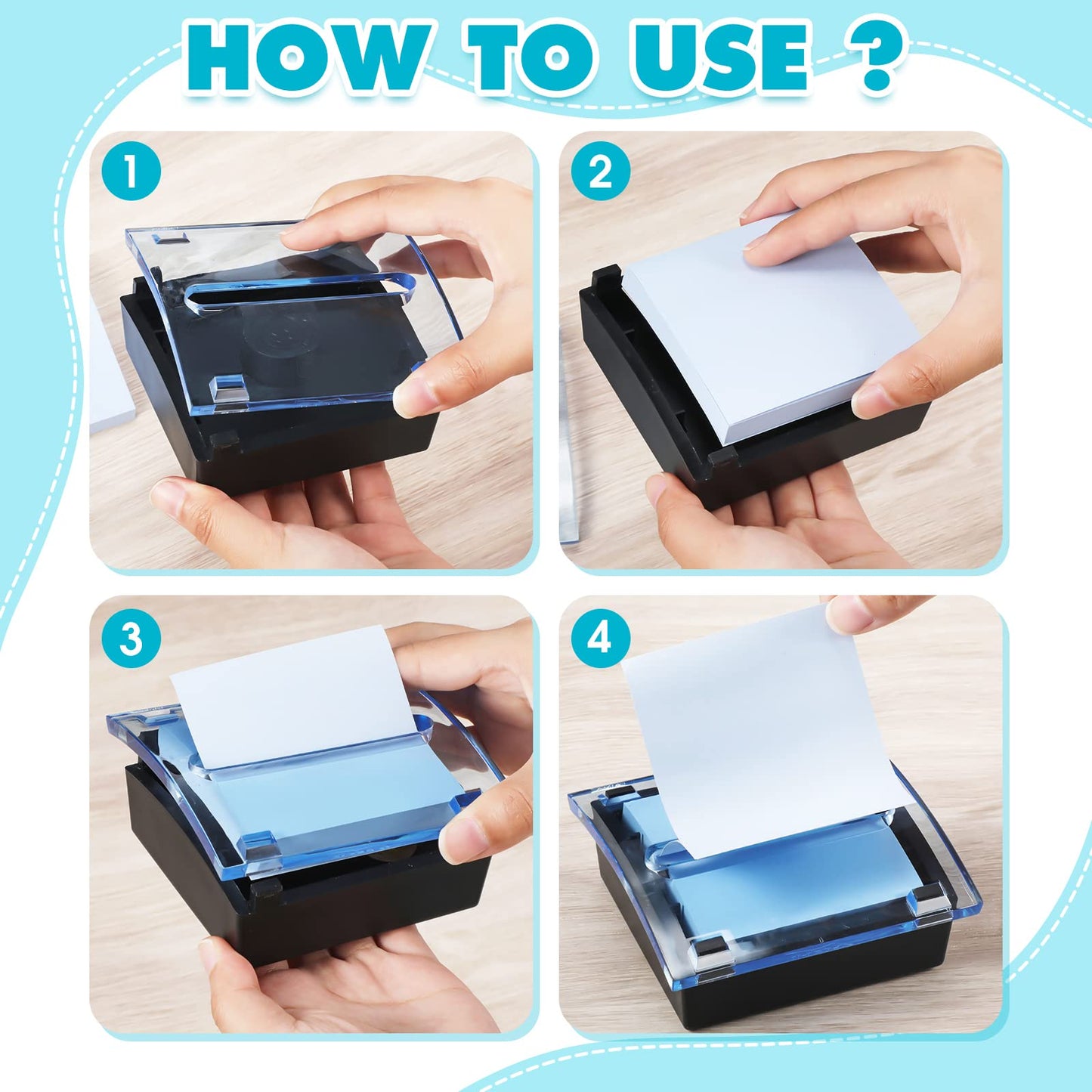 Epakh Pop up Notes Dispenser Black Base Clear Top Sticky Notes Holder Acrylic Small Sticky Holders Container for 3 x 3 Inch Office Home Store Accessories(3 Pieces)