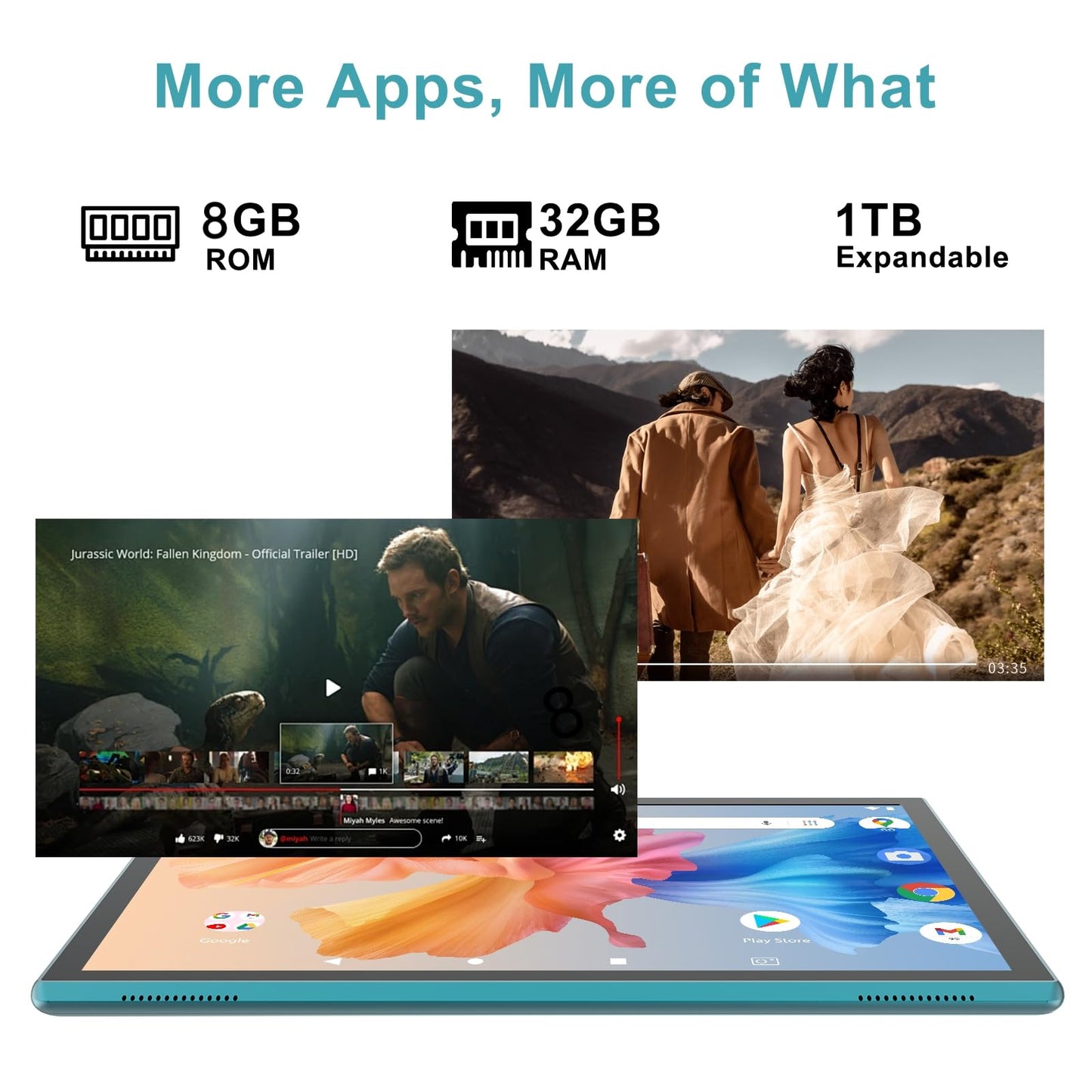 Android Tablet 10 Inch Tablet With Case Stylus Android 15 Tablets 8GB RAM 32GB ROM Support 1TB Expansion 6000mah Battery 10.1" IPS HD Touchscreen 2MP+8MP Dual Camera WIFI-6 Bluetooth5.0 Tablets