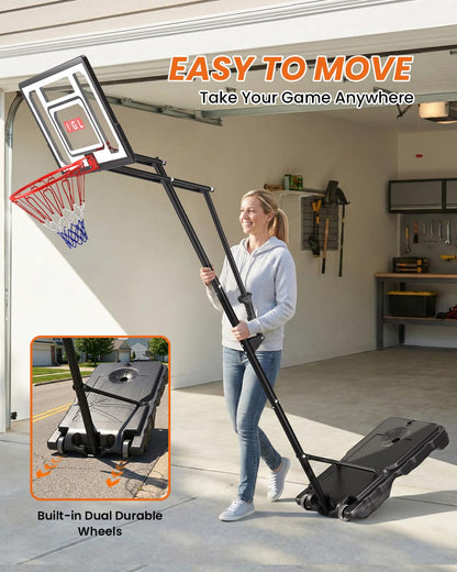 IGL Kids Basketball Hoop Outdoor | 4-8.5ft Adjustable Height | 33" Shatterproof Backboard | Fillable Base & Extra Anchor | Portable Goal w/Wheels for Backyard Driveway | Gift for Kids Teens Youth