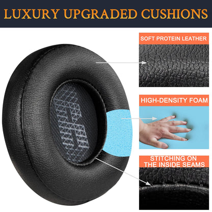 SOULWIT Replacement Ear Pads for JBL Live 400BT/Live 400 BT On-Ear Wireless Headphones, Live400 Earpads Cushions with Softer Protein Leather, Noise Isolation Foam - Black