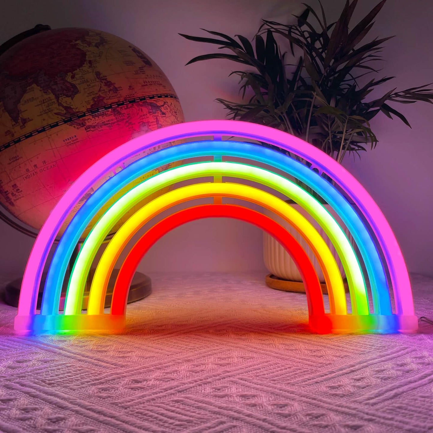 HOHOSIGN Rainbow Neon Sign Led Lights Rainbow Wall Decor Room Decor For Girls, USB/Battery Operated Lamp Kids Classroom Neon Light Decorations For Night Bedroom Office Christmas
