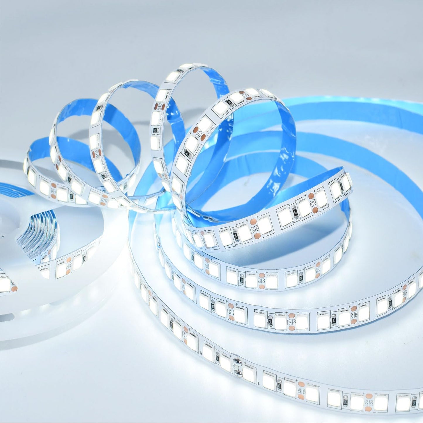 HAASHADA LED Lights Strips, Super Bright DC12V 5m/16.4ft 15000LM SMD5054 (5050 Upgraded) 600 LEDs Strip Lights, Dimmable Flexible LED Ribbon Tape Strips, Non-Waterproof Daylight White 6500K