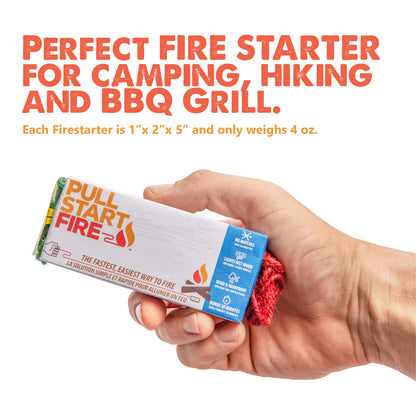 Pull Start Fire Pull String Firestarter | No Matches Required, Fire Starts in Seconds | for Campfires, Grill, Fireplace, BBQ | Lights Wet Wood, Easy to Use, Food Safe and Weather Resistant | 6 Pack