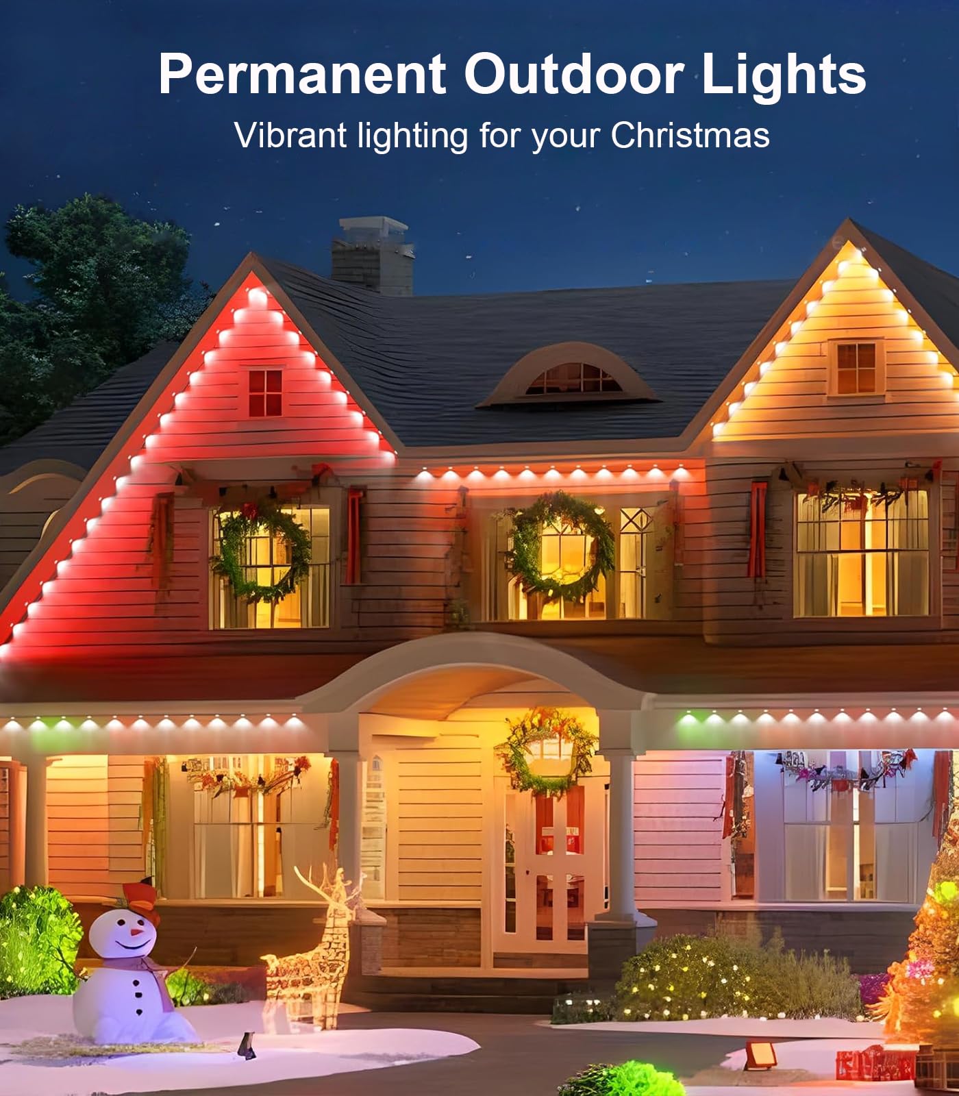 200FT Permanent Outdoor Lights for House, Smart RGB LED Outside Eaves Lights House Decor with APP Remote Control, IP67 Waterproof Outdoor Lighting for Holiday, Roof, Party, Daily, Halloween, Christmas