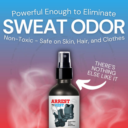 Arrest My Vest Military Grade Odor Eliminating Spray for Body Armor, Tactical Gear, and K9 Equipment. Safe on All Ballistic Vests, Fabrics, & Police Gear - 6 Pack of Midnight 4 oz Bottles