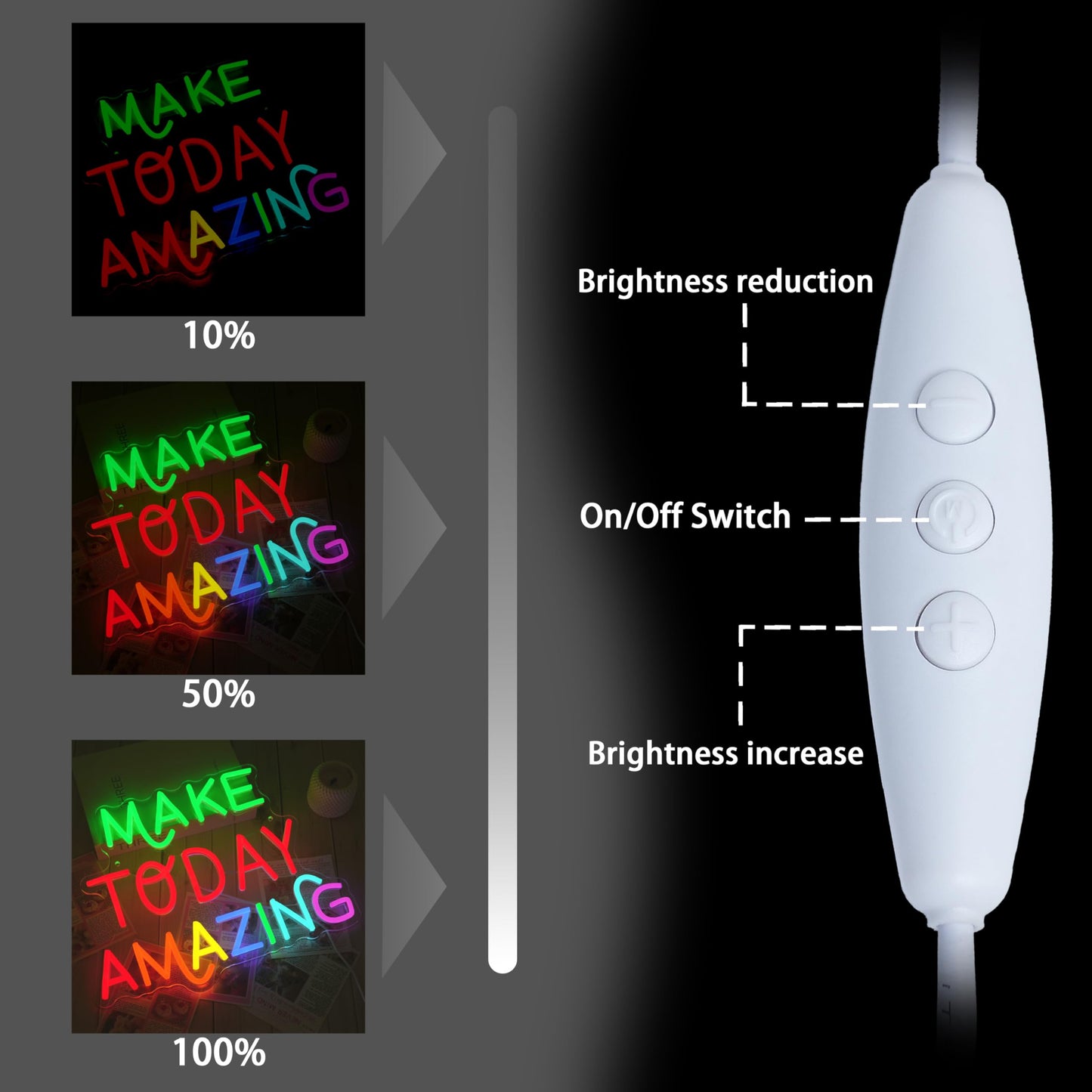 AEHEMNGZ Make Today Amazing Neon Sign for Wall Decor USB Dimmable Inspiring Amazing Led Neon Light Affirmation Positive Neon Light Sign for Classroom Bedroom Office Gym Yoga Decor