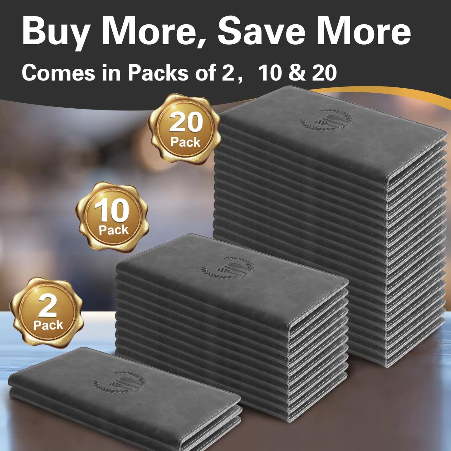 Cobak Restaurant Check Presenters - Customer Check Holder for Restaurants, Restaurant Bill Holder, Gray - 20 Pack
