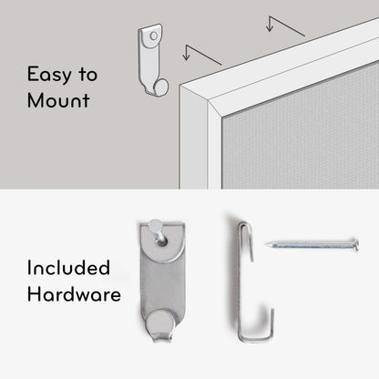 U Brands Farmhouse Linen Bulletin Board, 30" x 20", White Wood Frame, Wall Mounted Pin Board for Home Office, Classroom & Kitchen, Includes Push Pins