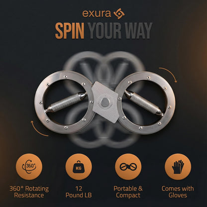 Exura Spinning Rotator Burn Machine, Kinetic Arm Forearm Exerciser & Boxing Rotation Trainer with 12 LB Adjustable Resistance for Rotator Cuff, Shoulder Mobility, Grip & Wrist Strength Titan Training