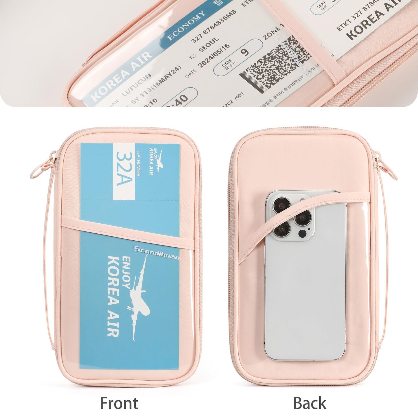 SEPWIK Travel Passport Wallet RFID Family Passport Holder with Hand Strap, Waterproof Travel Document Organizer for Credit Card, Boarding Pass, ID, Money, Flight Tickets Scandihome Series