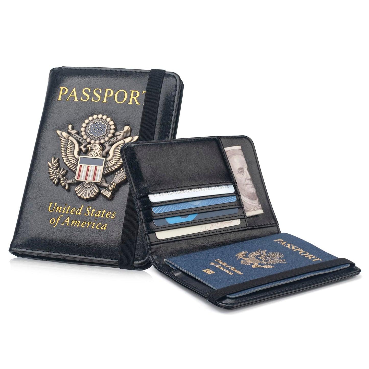 Coowayze Passport Holder Cover for Women Men, Leather US Passport Wallet Case with Vaccine Card Slot for Travel, RFID Passport Book Cover Travel Document Organizer Carrier