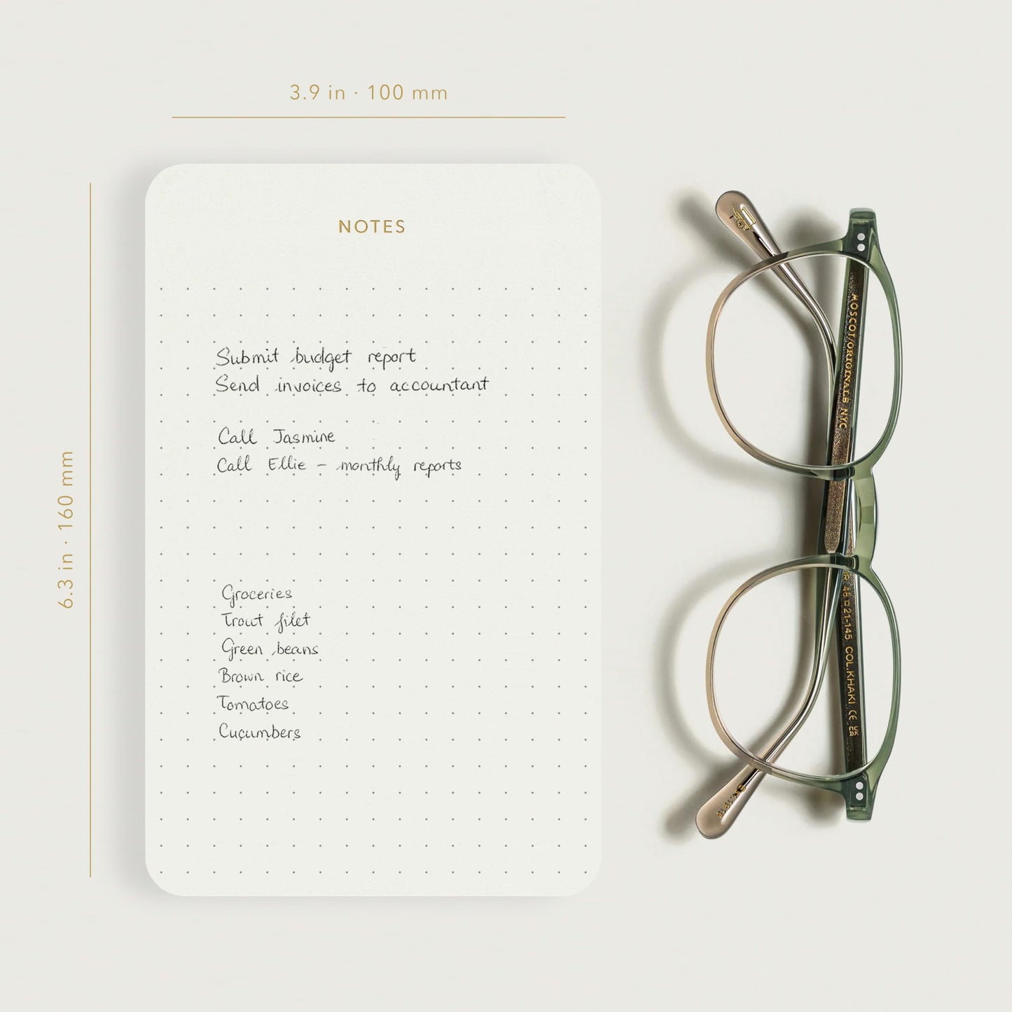Pinesman - Elegant Desk Notepads for Professionals, Executive's Memo Pads, Minimalist, Gold Foiled, Dotted Layout, 3 Pack, 225 Sheets Total (75 Each), 6.3" x 3.9”, 80 GSM, Eco-friendly, FSC™ Certified Small Notepad