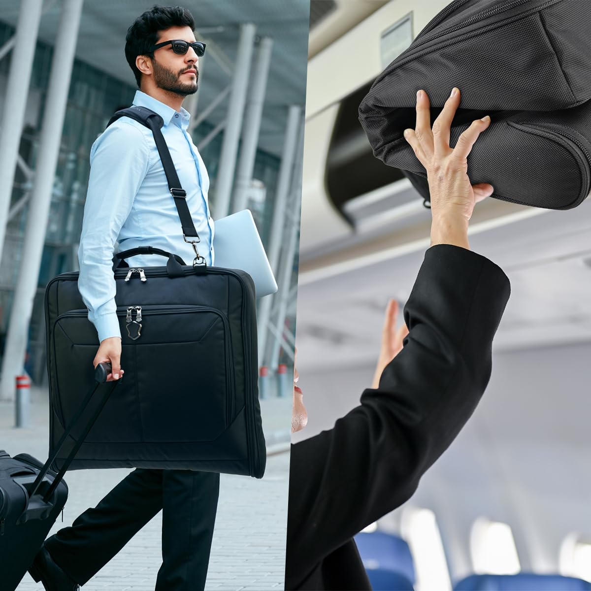 WELKINLAND 3-Suits Garment Bag for Travel with Toiletry Bag, 30L-Large Suit Carry On Garments Bag for Travels, 15-Pockets Suits Holder Travel Bags, Wrinkle-Free Suit and Dress Garment Bag for Travels