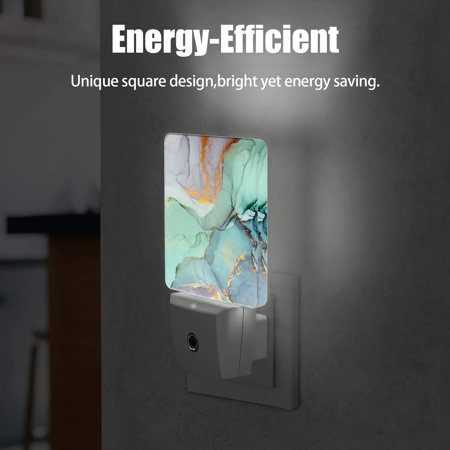 Jopowide Green Marble Dusk to Dawn Night Light, Auto Sensor Lamp Home Indoor Stairway Kitchen Corridor, Night Lights Plug into Wall Decor, Boys Girls Women Men Room Gifts