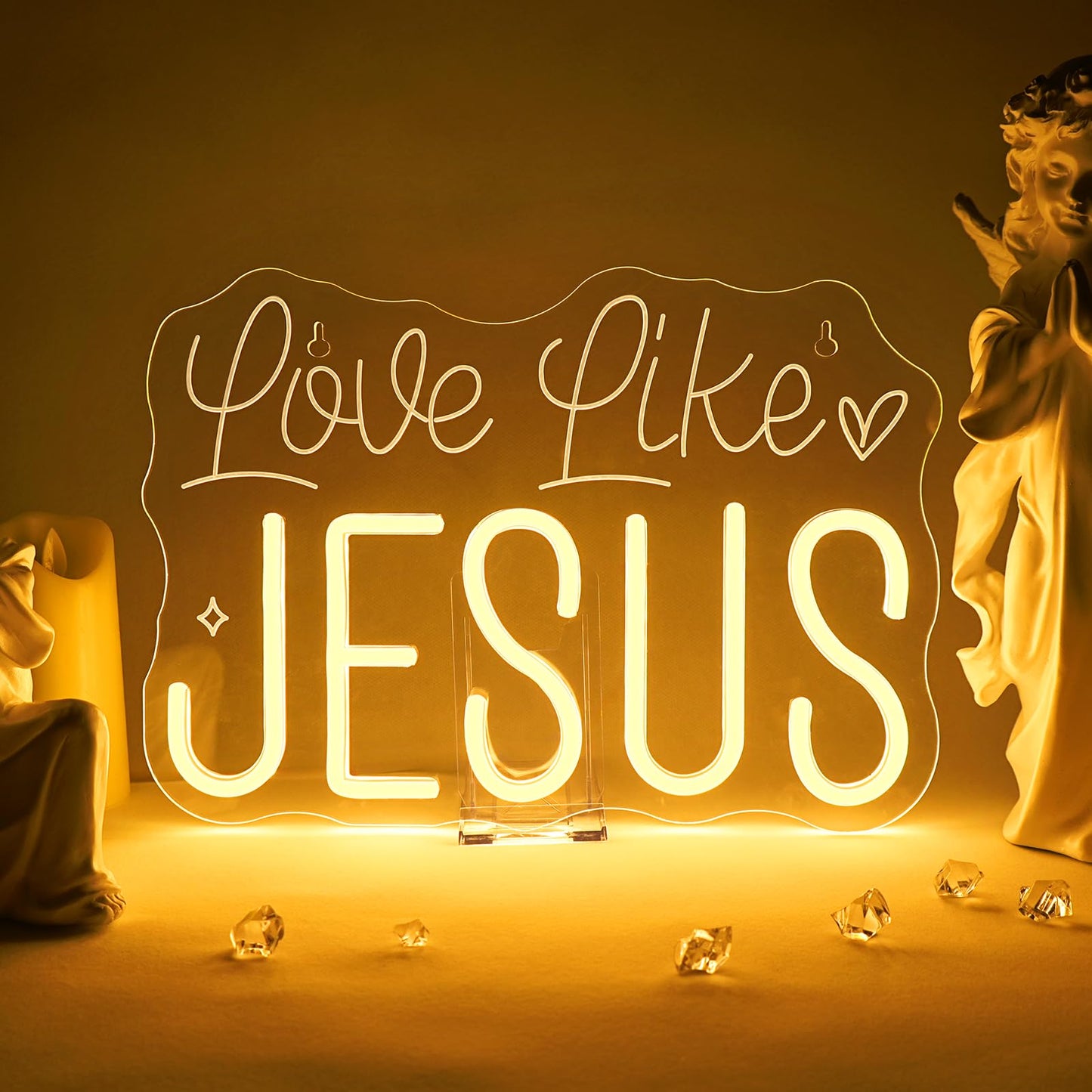 Horseneon Love Like JESUS Neon Sign - Scripture LED Wall Decor for Churches, Home Altars & Christian Gifts, USB-Powered Adjustable Brightness, Faith-Based Lighting