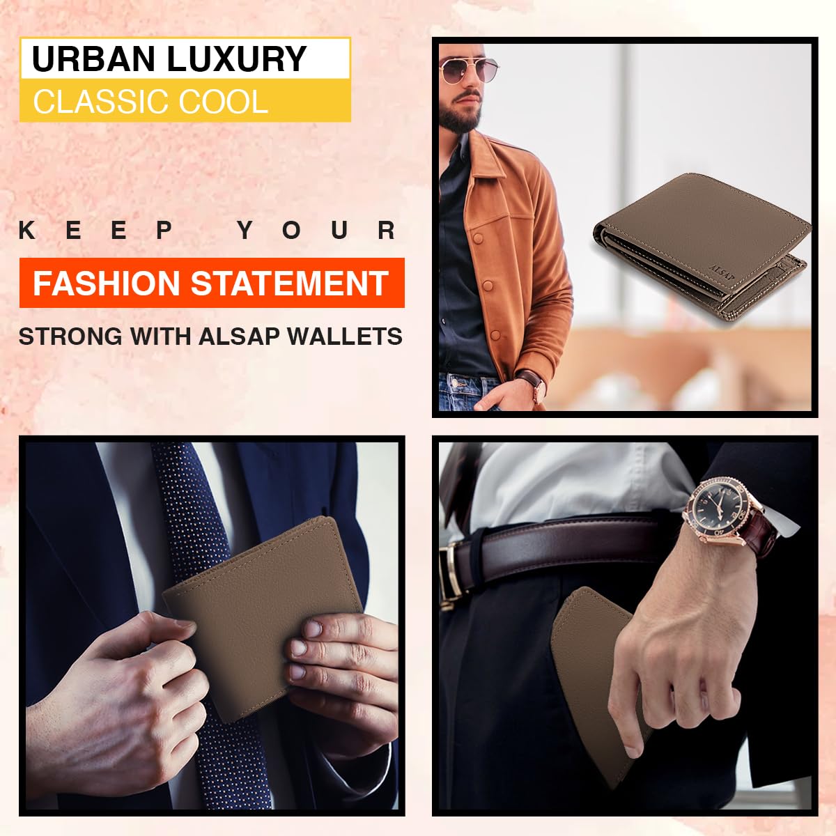 ALSAP Premium Leather Mens Wallets ‒ RFID Blocking Wallet with Coin Pocket & Zip ‒ Bifold Wallets for Men with 12 Card Slots & 2 Bank Note Compartments ‒ Wallet with Gift Box (Brown)