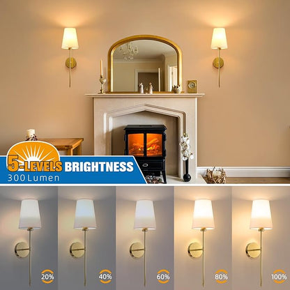 NIORSUN 25.4 inch Battery Operated Wall Sconce Set of 2,Gold Rechargeable Wall Lights with 5200mAh Dimmable Detachable Bulbs and Remote,9 Colors Wireless Sconces for Bedroom Living Room Hallway