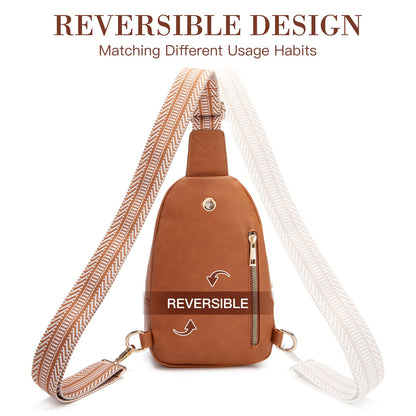 Viverte Personalized Mothers Day Gifts Initial Sling Bag PU Crossbody Bags for Women Mother's Day Birthday Gifts for Women Mom Sister Wife (Brown-M)