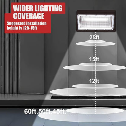 120W LED Wall Pack, 15840 Lumen Super Bright Outdoor Wallpack Lights, 5000K Waterproof Commercial Security Wall Mount Exterior Flood Lighting for House Yard Building Warehouse 4Pack