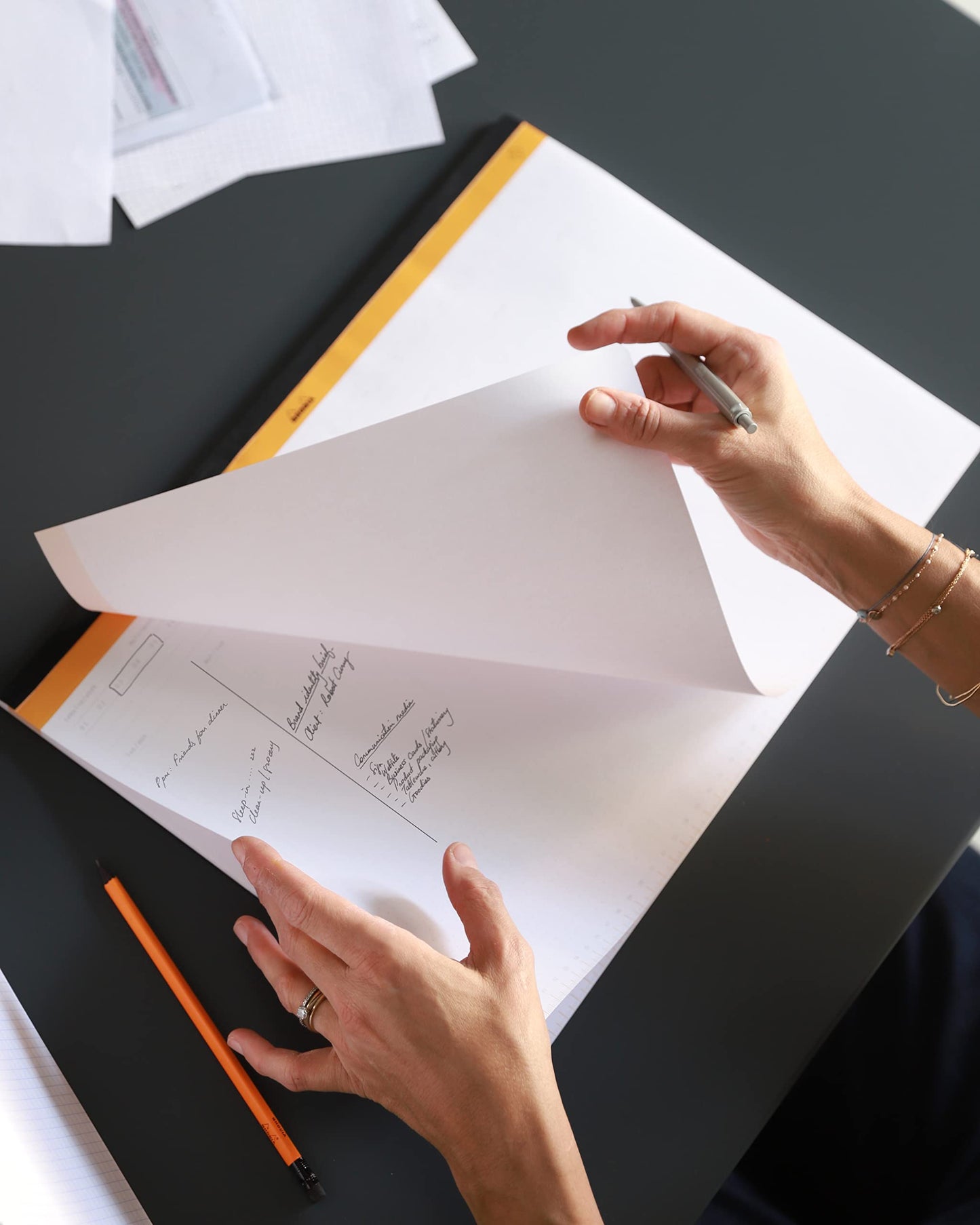 Rhodia -Ref 194041 - Undated Weekly Desk Pad - Premium 80 GSM White Paper -16 1/2 x 12 1/8" - 60 Sheets