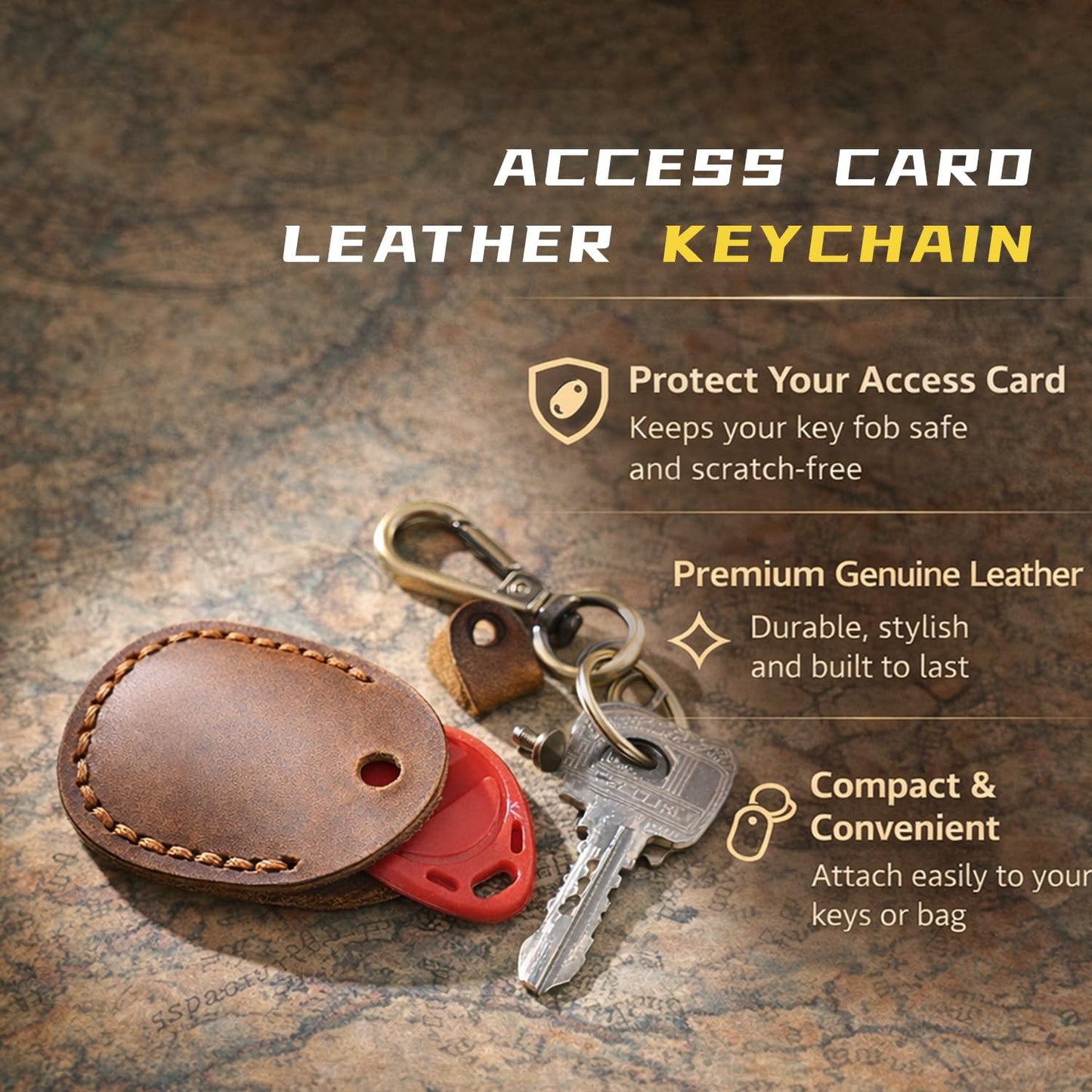 Temvue Leather Keychain RFID Key Fob Holder - Stylish and Secure Way to Carry Your Keys