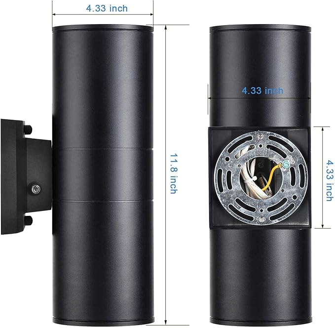 Up Dawn Outdoor Lights Exterior Wall Light Fixture Cylinder 3000K, Modern Black Outdoor Dusk to Dawn Light Fixture Wall Mount 2 Pack,IP65 Outside Sconce for House,Garage,Porch