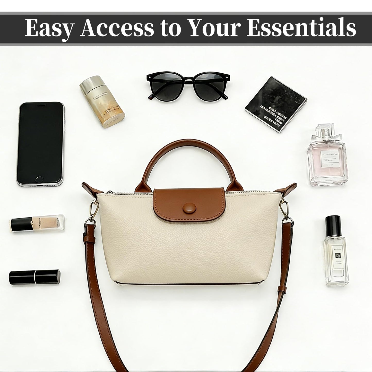 Elojieza Small Crossbody Bags Purses for Women, Mini Fashion PU Leather Handbags for Ladies, Detachable Adjustable Straps and Zipper, Trendy Spring 2026