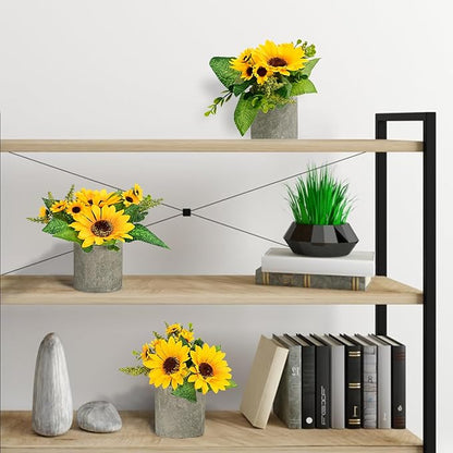 Sunflower Artificial Flowers, Fake Sunflower Table Centerpiece Decor, Artificial Fall Flowers Arrangement Farmhouse Decoration for Home Bathroom Kitchen