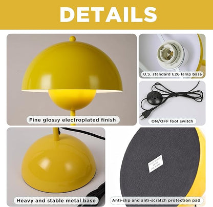 SUNLLOK Flower Pot Floor Lamp for Living Room, Metal Dome Lampshade Standing Floor Lamp with Foot Switch, Modern Reading Floor Light Fixture for Kitchen Island, Bedroom, Restaurant (Yellow)