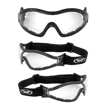 GV Z33 Motorcycle Skydiving Airsoft Goggle Low Profile Anti Fog Clear Lens Plus Storage Bag Global Vision