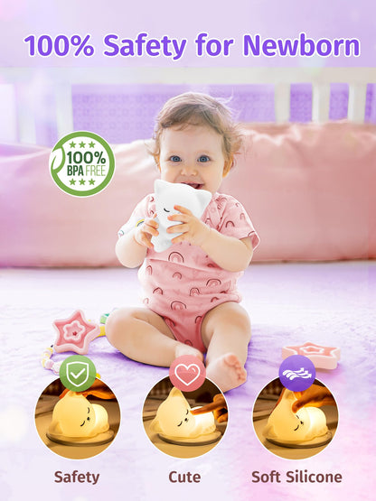Mubarek Night Light for Kids Lamp+Baby Night Light, 16 Colors Cute Nursery Lamp, Tap Control Hello Kitty Stuff for Teen Girls , Remote+USB Kawaii Stuff Cat Stuff