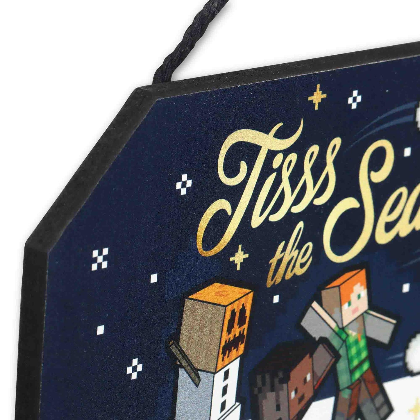 Open Road Brands Minecraft Tiss the Season Hanging Wood Wall Decor - Fun Minecraft Christmas Decoration for Home